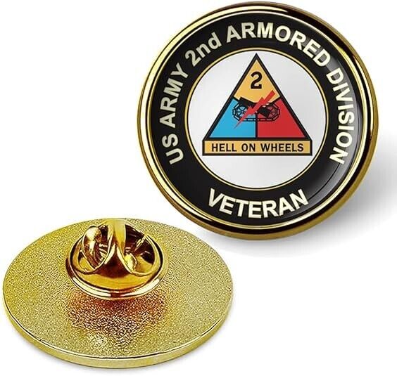 U.S. Army 2nd Armored Division Lapel Pin Veteran Tie Suit Shirt Lapel Pin-Gold