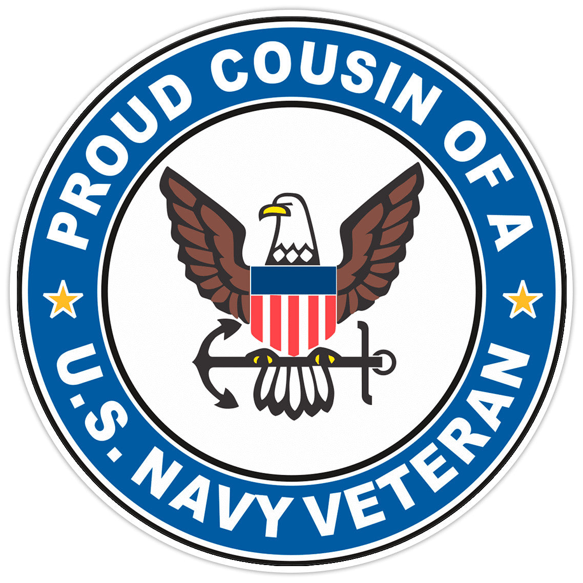 U.S. Navy Veteran Proud Cousin Bumper Sticker Military Vinyl Soldier Decal 5"