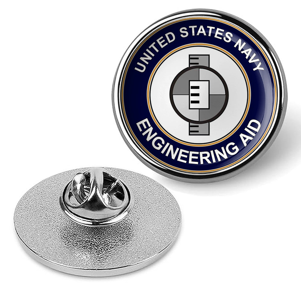U.S. Navy Engineering Aid Tie Tac, Hat Pin, Badge, Military Lapel Pin - Silver