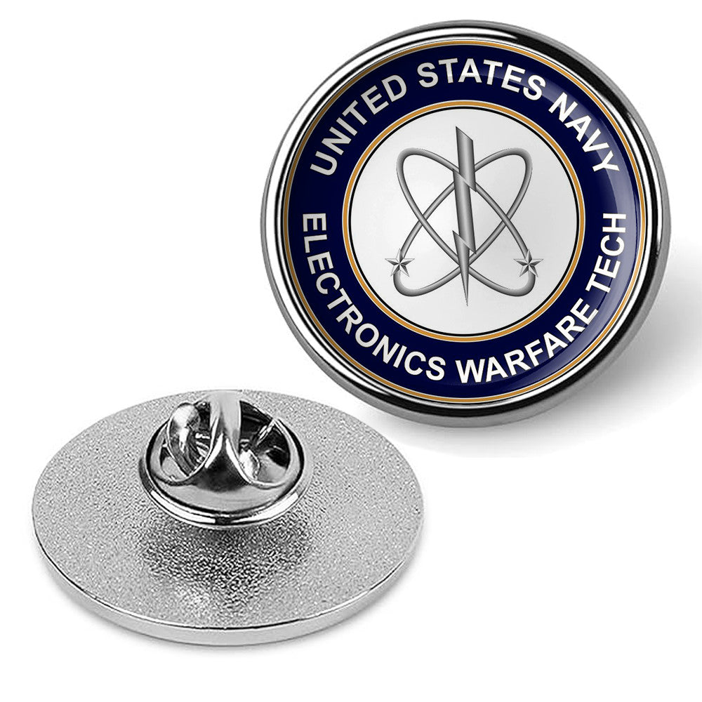 U.S. Navy Electronics Warfare Technician Tie Tac, Hat Pin, Lapel Pin - Silver
