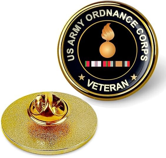 US Army Ordnance Corps Veteran Tie Suit Shirt Lapel Pin - Gold