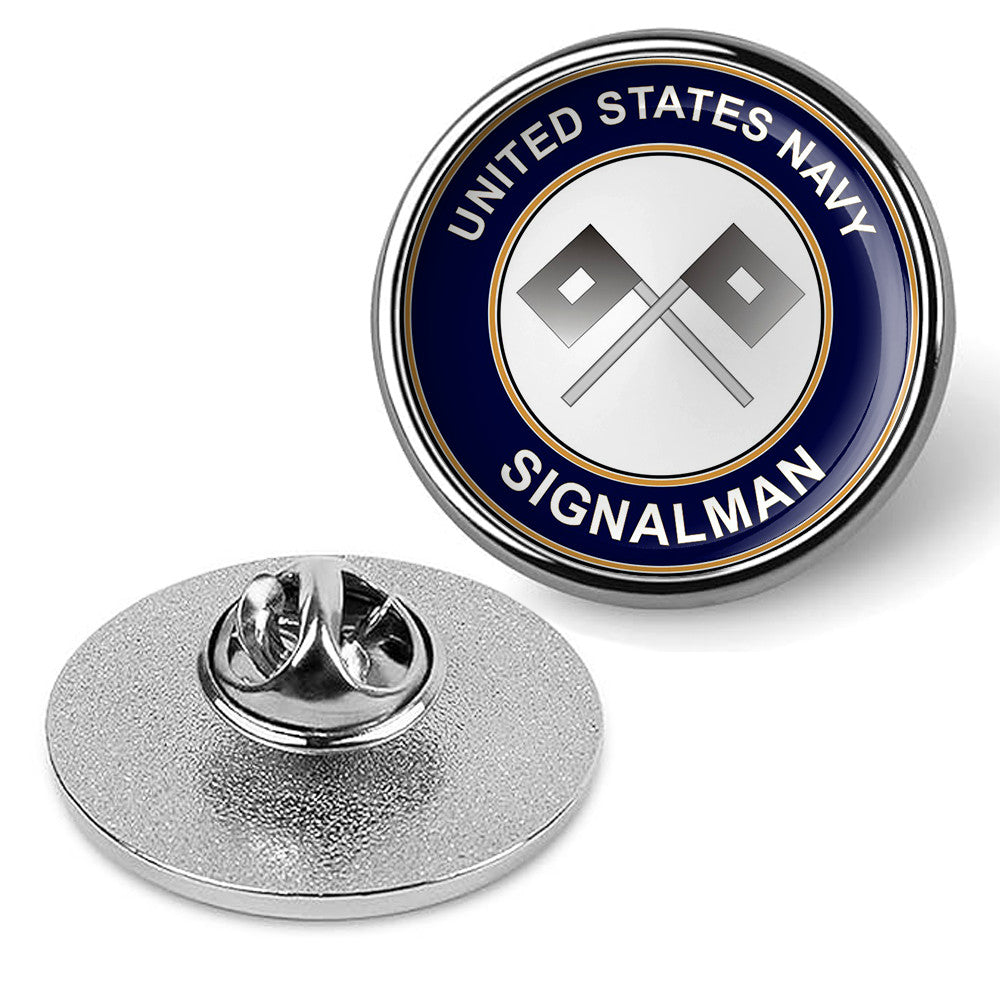 U.S. Navy Signalman SH Tie Tac, Hat Pin, Military Emblem Lapel Pin - Silver