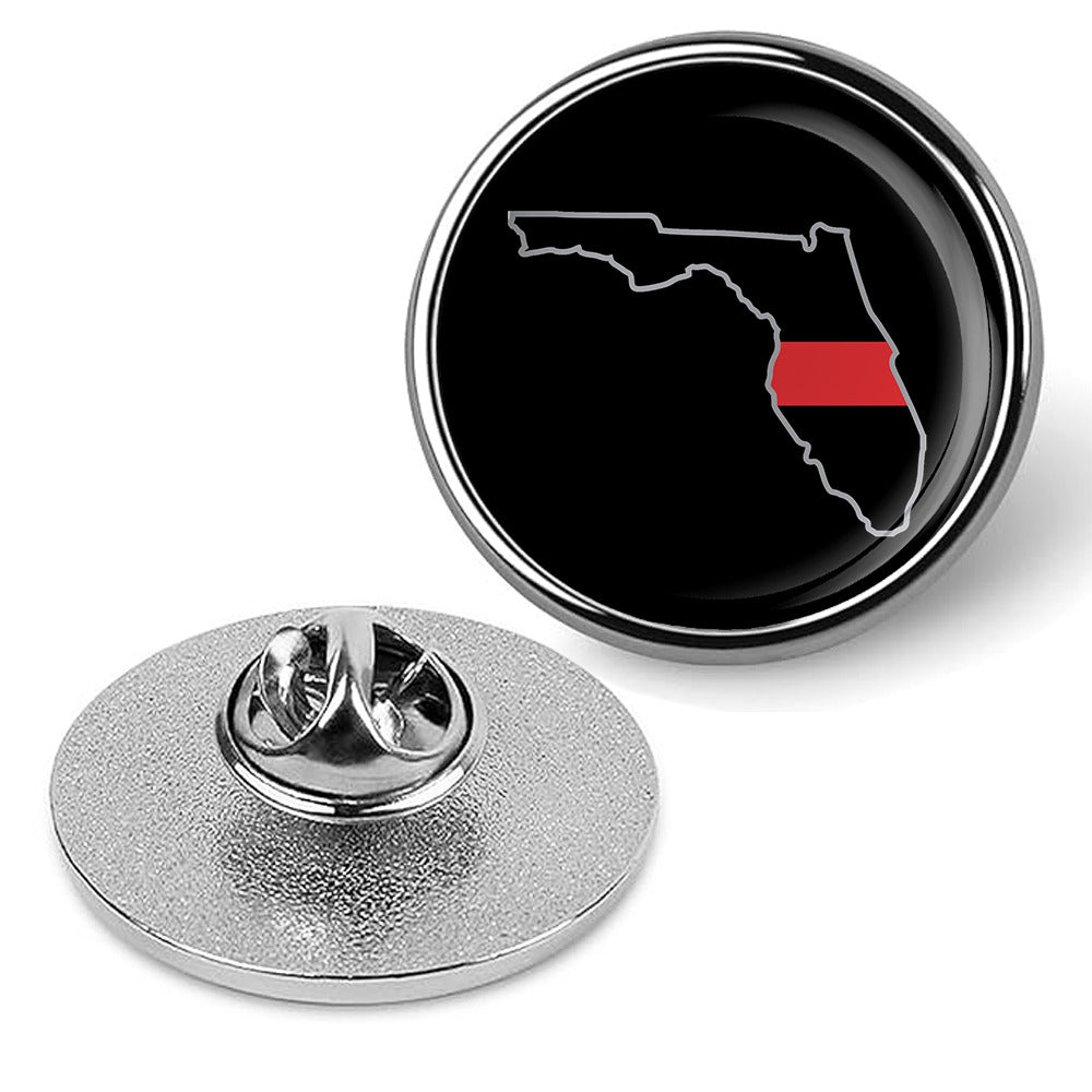 First Responder Thin Red Line Florida Firefighter Brooches & Pins - Silver
