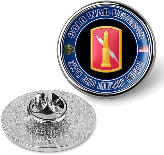 Cold War Veteran 224th Field Artillery Brigade Tie Suit Shirt Lapel Pin - Silver