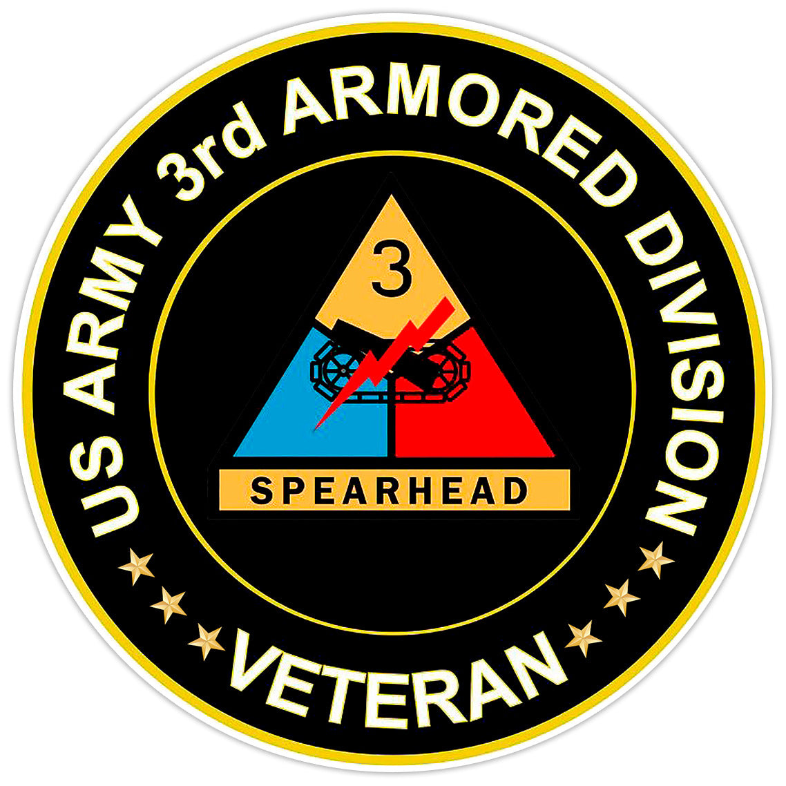 US Army 3rd Armored Division Veteran Bumper Sticker Military Vinyl Decal 5"