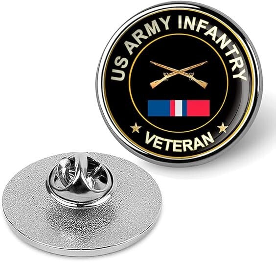 US Army Infantry Veteran Tie Suit Shirt Lapel Pin - Silver