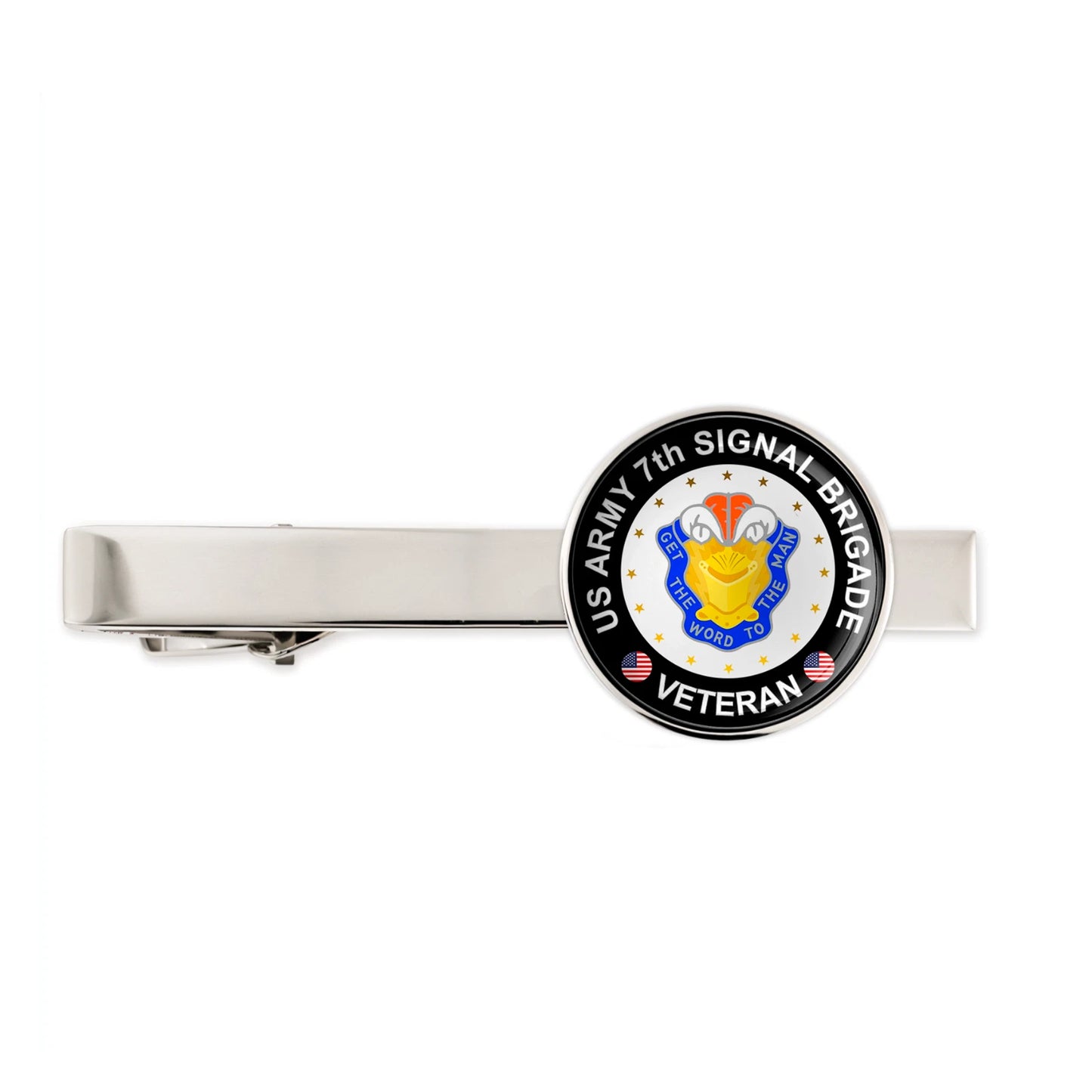Us Army 7th Signal Brigade Military Veteran Tie Clip Tie Bar Gift