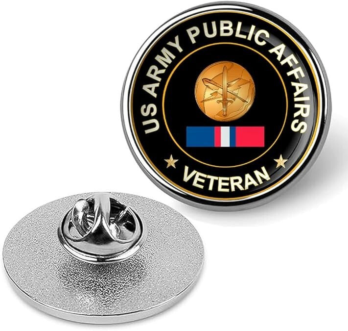 US Army Public Affairs Veteran Tie Suit Shirt Lapel Pin - Silver