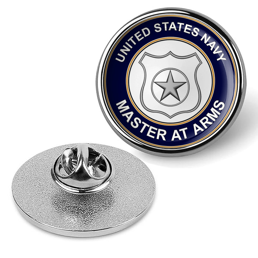 U.S. Navy Master at Arms MA Tie Tac, Hat Pin, Military Lapel Pin - Silver