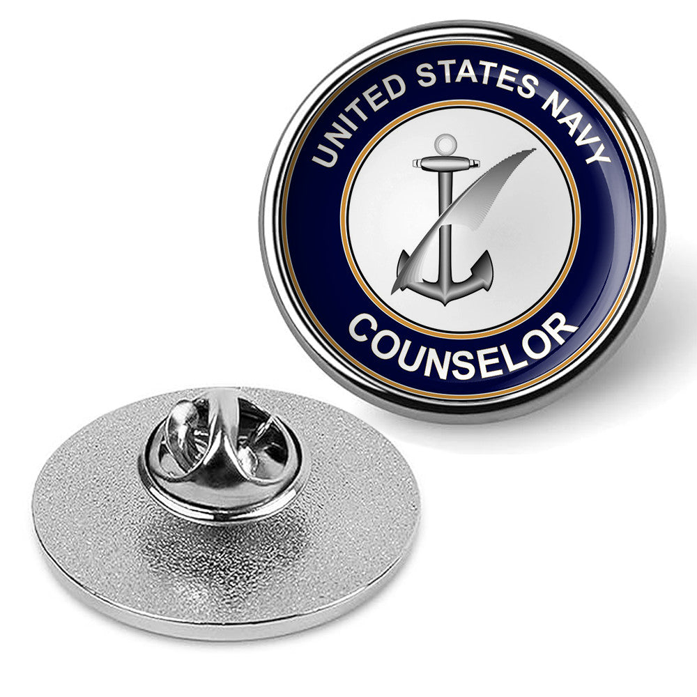 U.S. Navy Counselor Tie Tac, Hat Pin, Badge, Military Emblem Lapel Pin - Silver