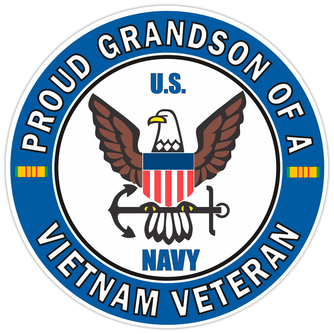 U.S. Navy Proud Grandson of a Vietnam Veteran Bumper Sticker Military Decal 5"