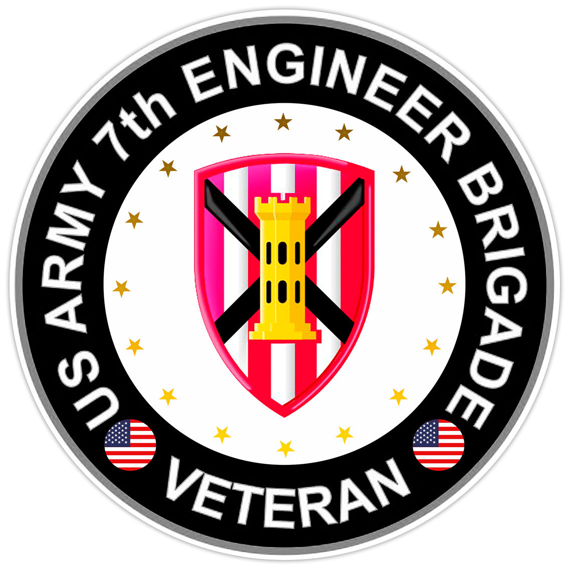 US Army 7th Engineer Brigade Veteran Bumper Sticker Military Vinyl Decal 5"
