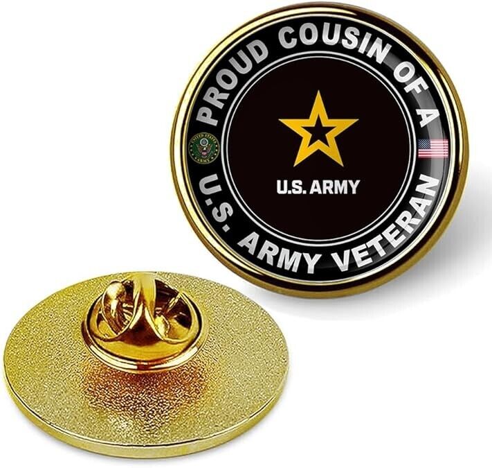 Proud Cousin Of A U.S. Army Veteran Tie Suit Shirt Lapel Pin - Gold