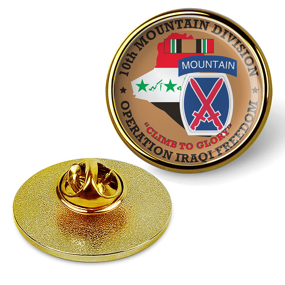 10th Mountain Division Operation Iraqi Freedom Pin Lapel Tie Suit Shirt - Gold