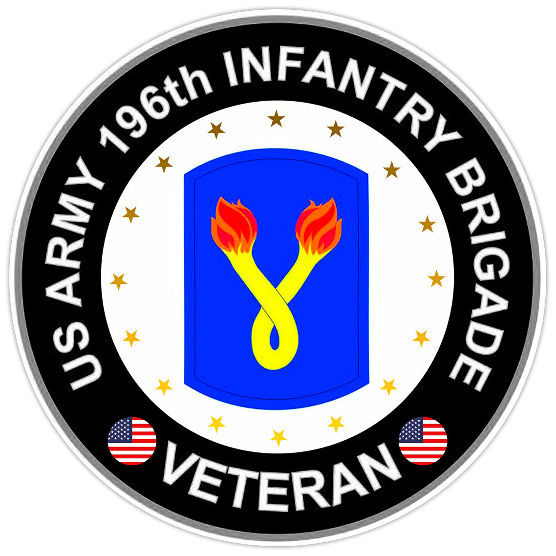 US Army 196th Infantry Brigade Veteran Bumper Sticker Military Vinyl Decal 5"