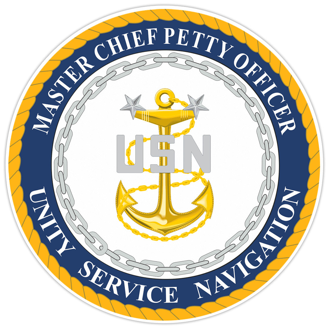 U.S. Navy MCPO "USN" Round Bumper Sticker Military Vinyl Soldier Decal 5"