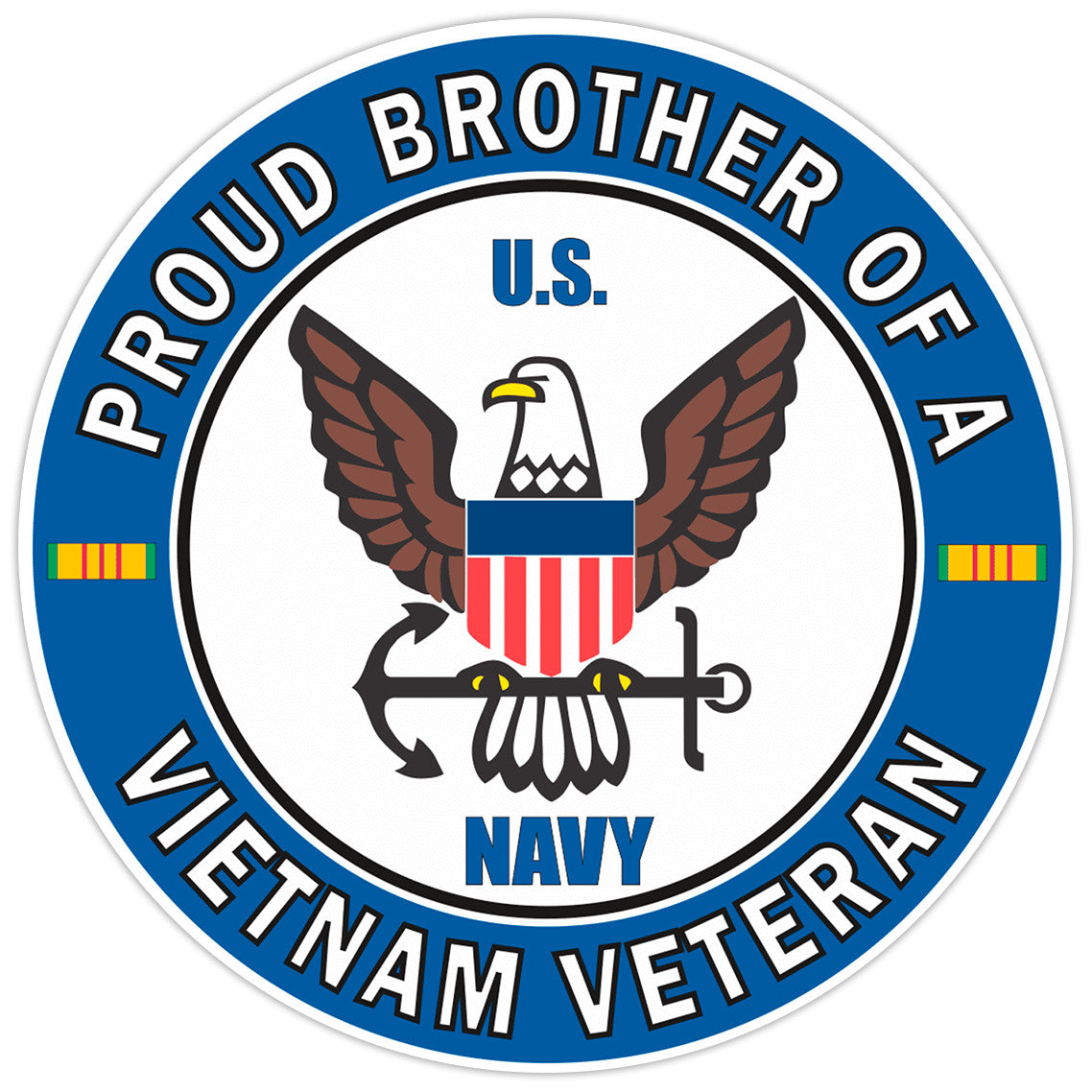 U.S. Navy Proud Brother of a Vietnam Veteran Bumper Sticker Military Decal 5"