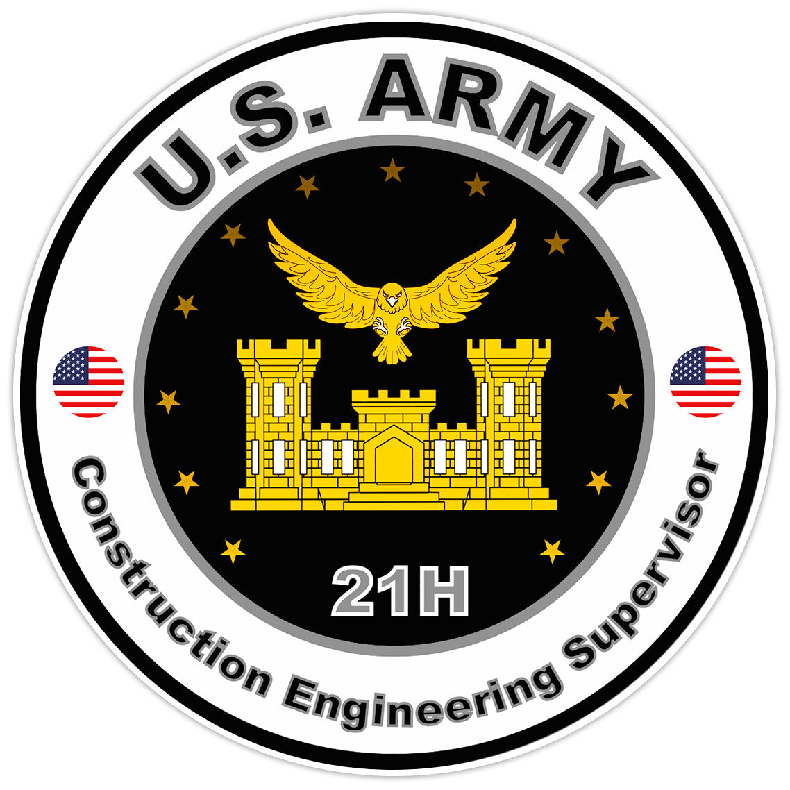 US Army Construction Engineering Supervisor Bumper Sticker Military Decal 5"