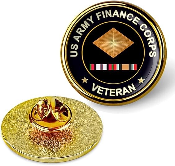 US Army Finance Corps Veteran Tie Suit Shirt Lapel Pin - Gold