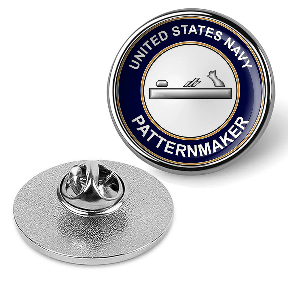 U.S. Navy Patternmaker PM Tie Tac, Hat Pin, Military Emblem Lapel Pin - Silver