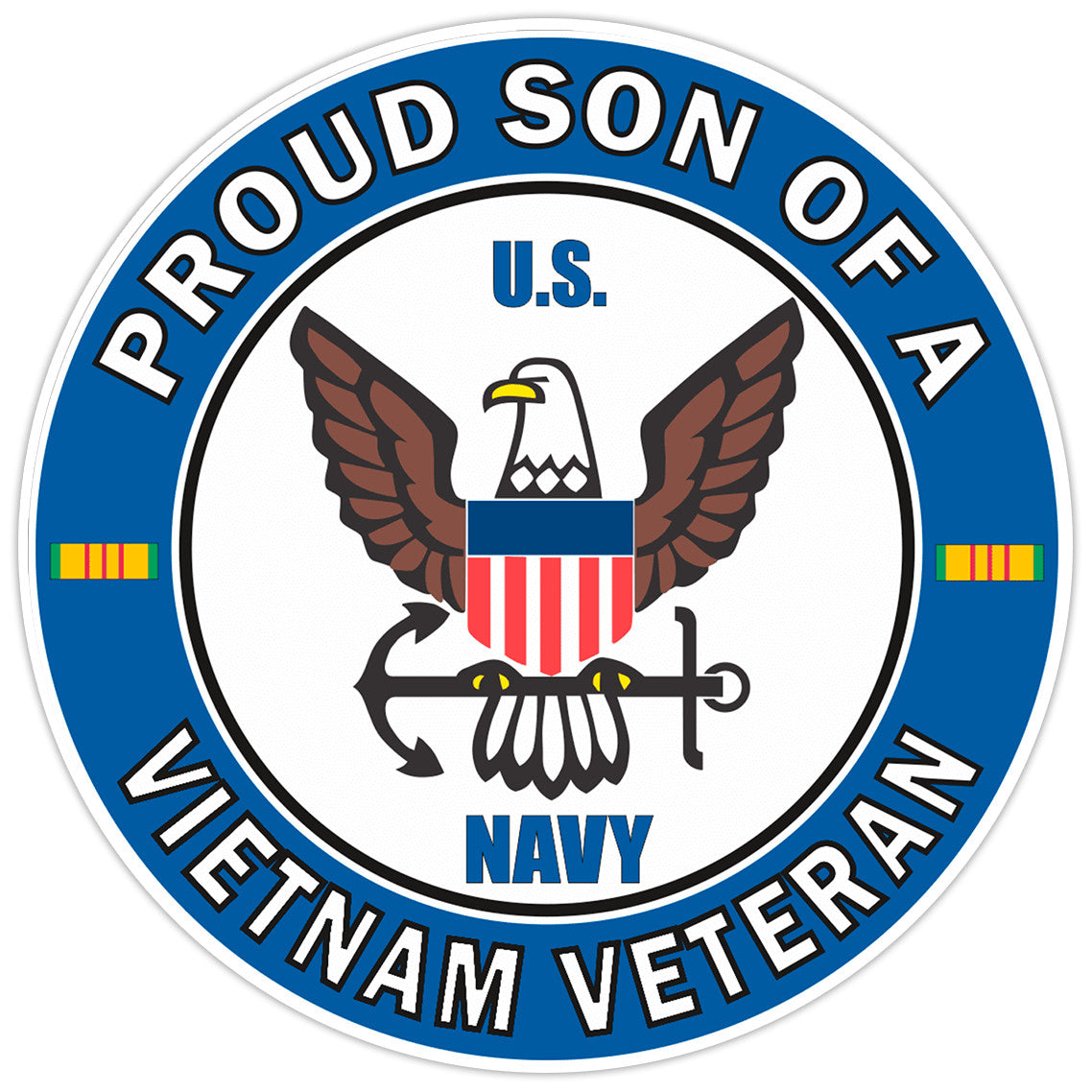 U.S. Navy Proud Son of a Vietnam Veteran Bumper Sticker Military Vinyl Decal 5"