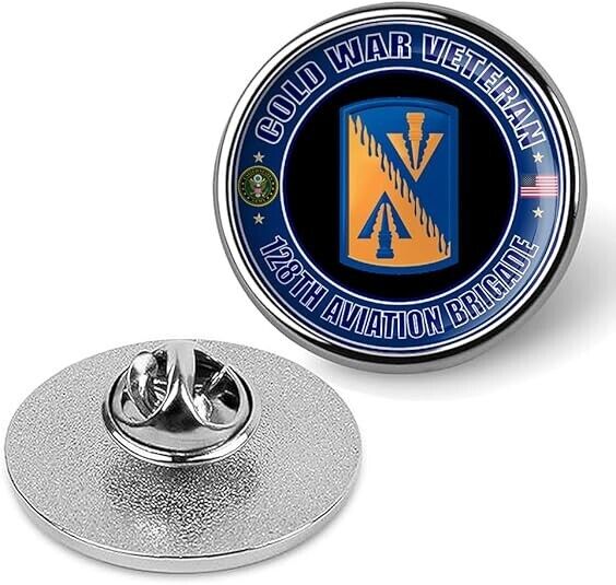 Cold War Veteran 128th Aviation Brigade Tie Suit Shirt Lapel Pin - Silver