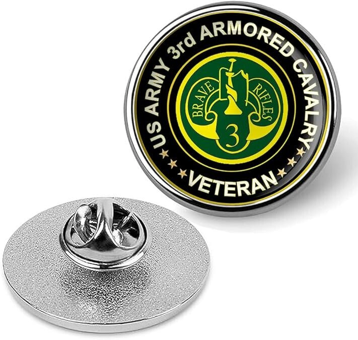 US Army 3rd Armored Cavalry Veteran Tie Suit Shirt Lapel Pin - Silver