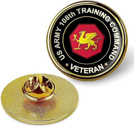 US Army 108th Training Command Veteran Tie Suit Shirt Lapel Pin - Gold