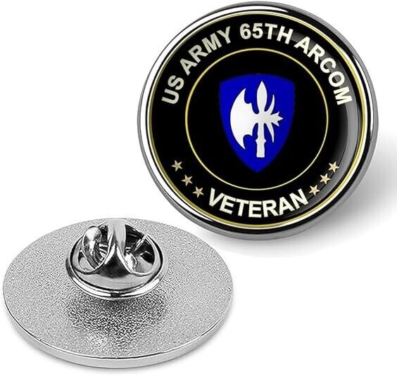 US Army 65th Arcom Veteran Tie Suit Shirt Lapel Pin - Silver