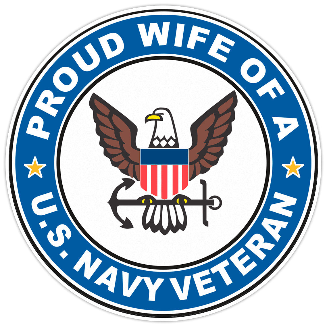 U.S. Navy Veteran Proud Wife Bumper Sticker Military Vinyl Soldier Decal 5"