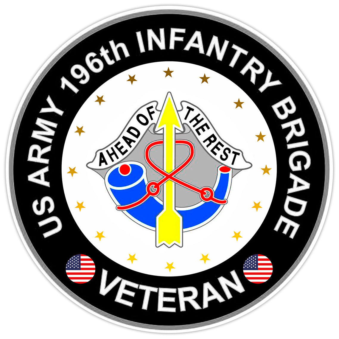 US Army 196th Infantry Brigade Veteran Bumper Sticker Military Vinyl Decal 5"