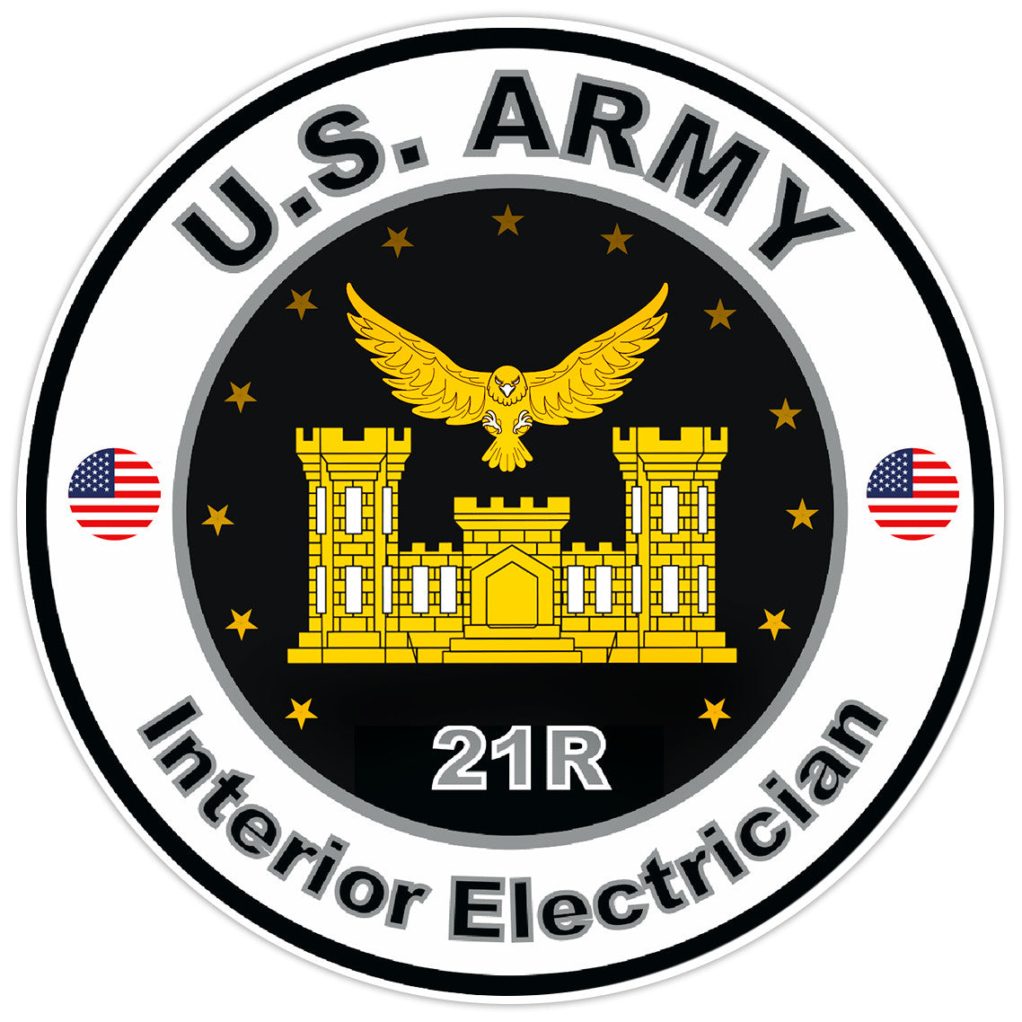 United States Army Interior Electrician Bumper Sticker Military Soldier Decal 5"