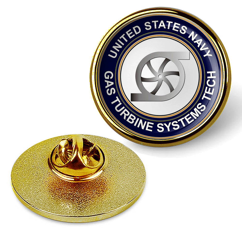 U.S. Navy Gas Turbine Systems Tech Tie Tac, Hat Pin, Badge, Lapel Pin - Gold