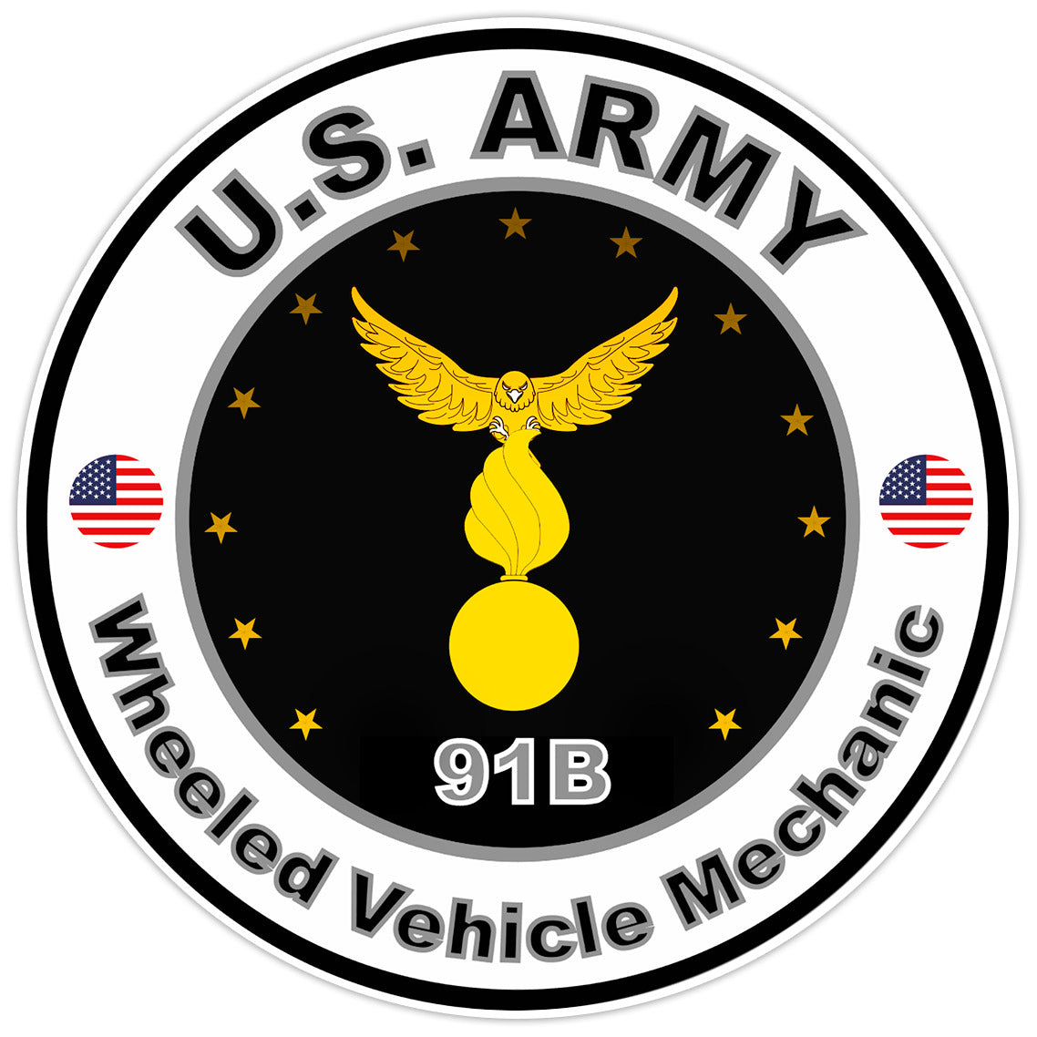 US Army Wheeled Vehicle Mechanic Bumper Sticker Military Soldier Decal 5"