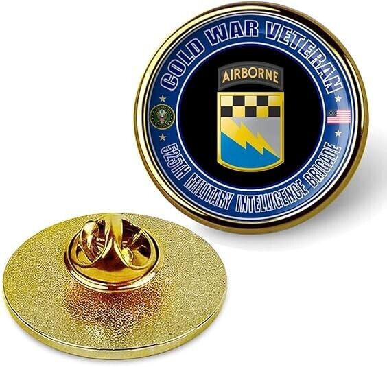 Cold War Veteran 525th Military Intelligence Brigade Tie Shirt Lapel Pin -Gold
