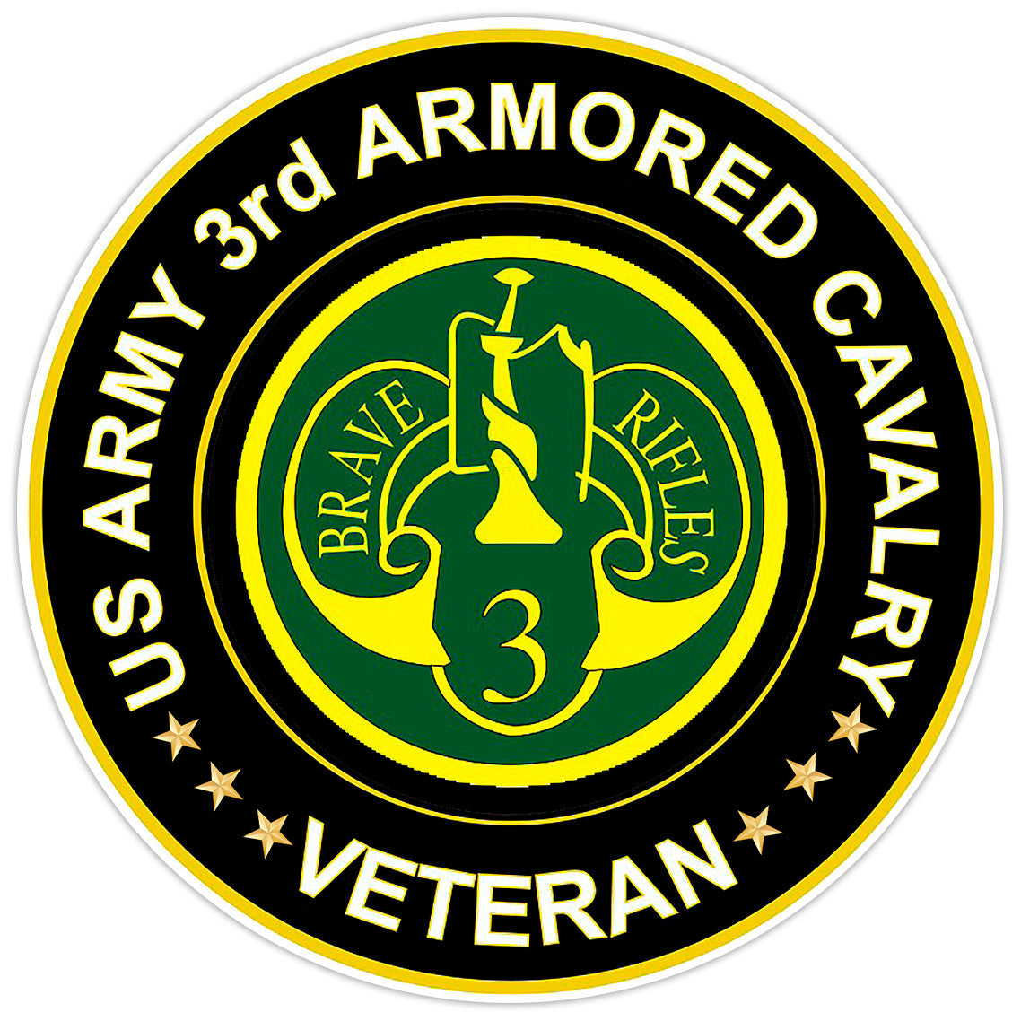 US Army 3rd Armored Cavalry Veteran Bumper Sticker Military Vinyl Decal 5"