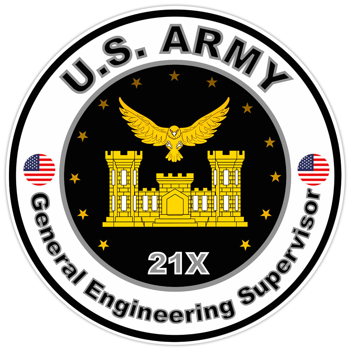US Army General Engineering Supervisor Bumper Sticker Military Soldier Decal 5"