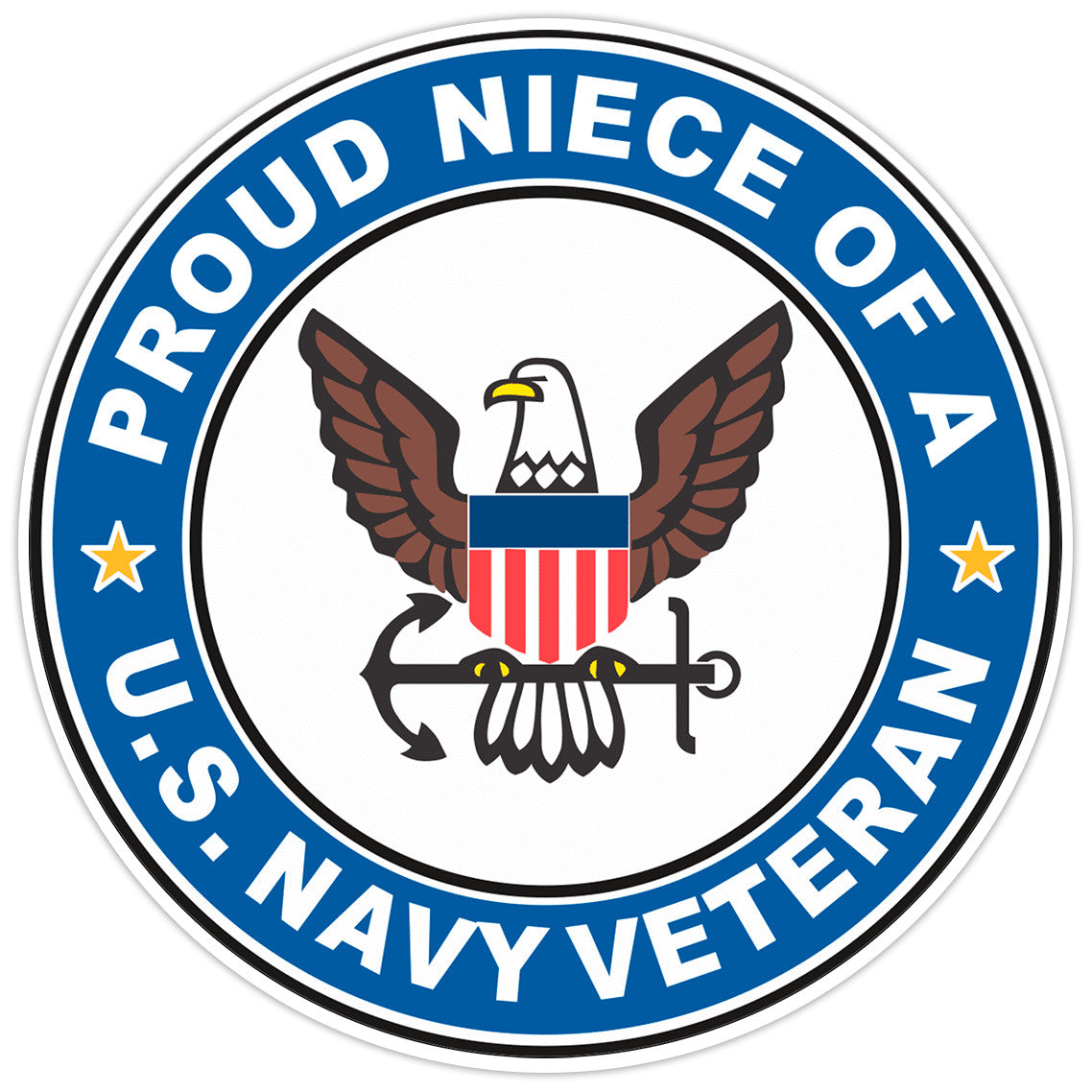 U.S. Navy Veteran Proud Niece Bumper Sticker Military Vinyl Soldier Decal 5"