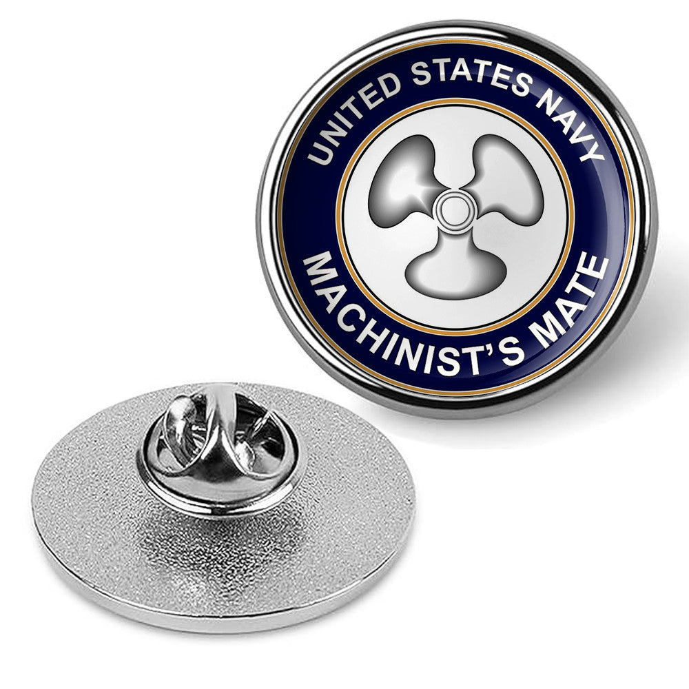 U.S. Navy Machinists Mate MM Tie Tac, Hat Pin, Military Lapel Pin - Silver