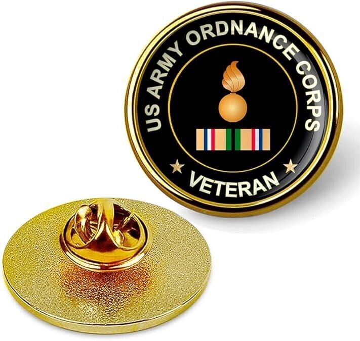 US Army Ordnance Corps Veteran Tie Suit Shirt Lapel Pin - Gold