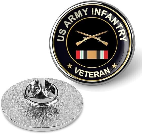 US Army Infantry Veteran Tie Suit Shirt Lapel Pin - Silver