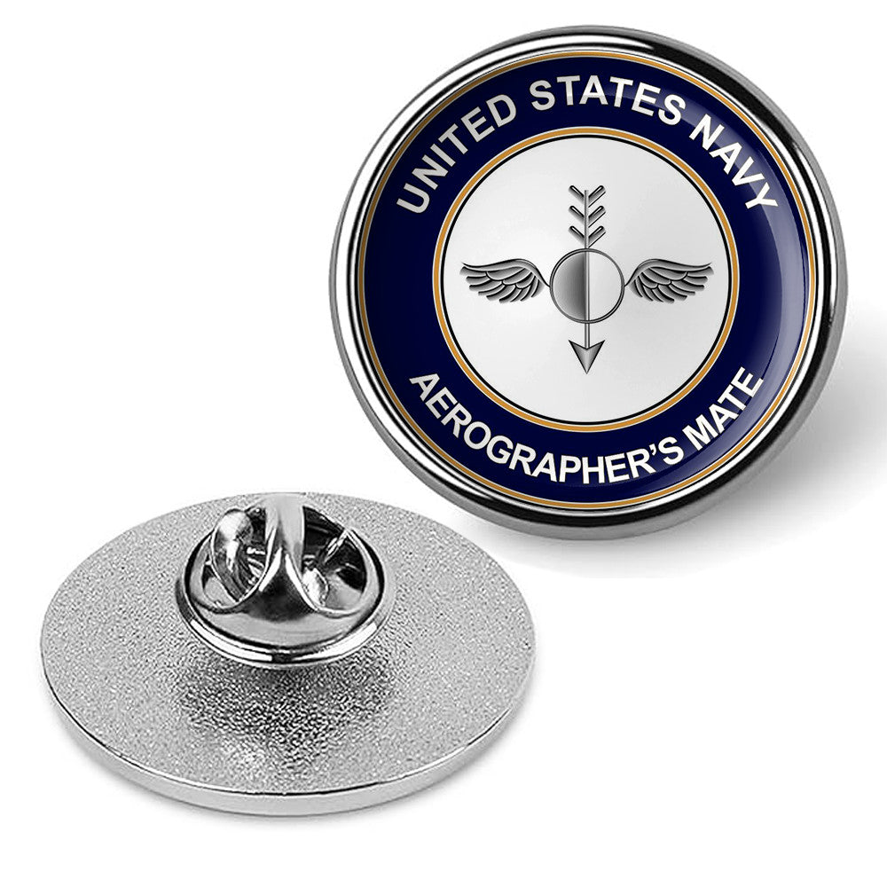 U.S. Navy Aerographers Mate Tie Tac, Hat Pin, Badge, Military Lapel Pin - Silver