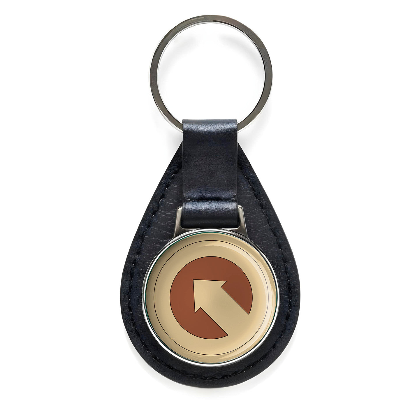 1st Corps Support Command Desert Camo Black Leather Keychain Silver Keyring