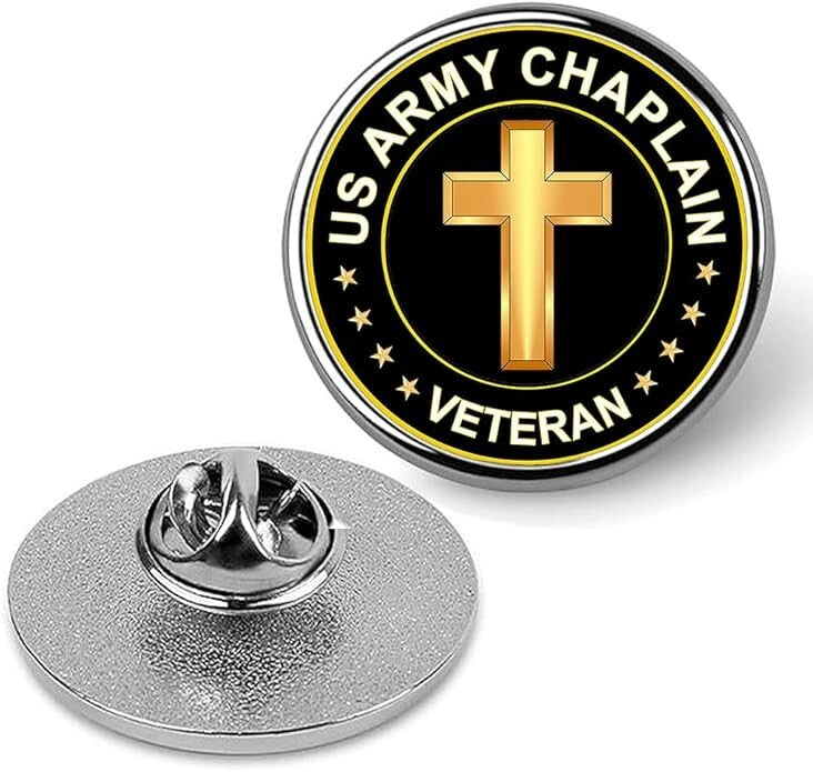 US Army Chaplain Veteran Lapel Pin Veteran Tie Suit Shirt Pinback-Silver