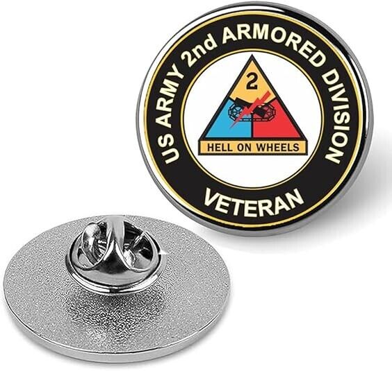 U.S. Army 2nd Armored Division Lapel Pin Veteran Tie Suit Shirt Pinback-Silver