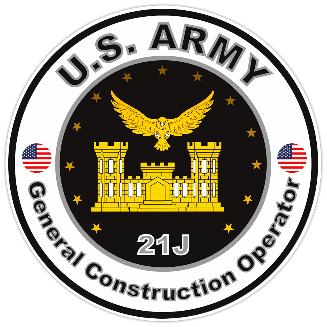 US Army General Construction Operator Bumper Sticker Military Soldier Decal 5"