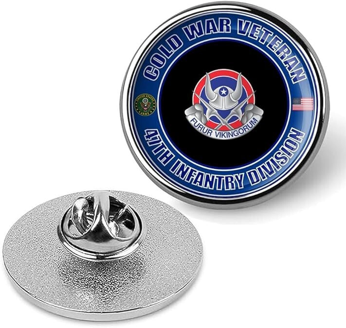 Cold War Veteran 47th Infantry Division Tie Suit Shirt Lapel Pin - Silver