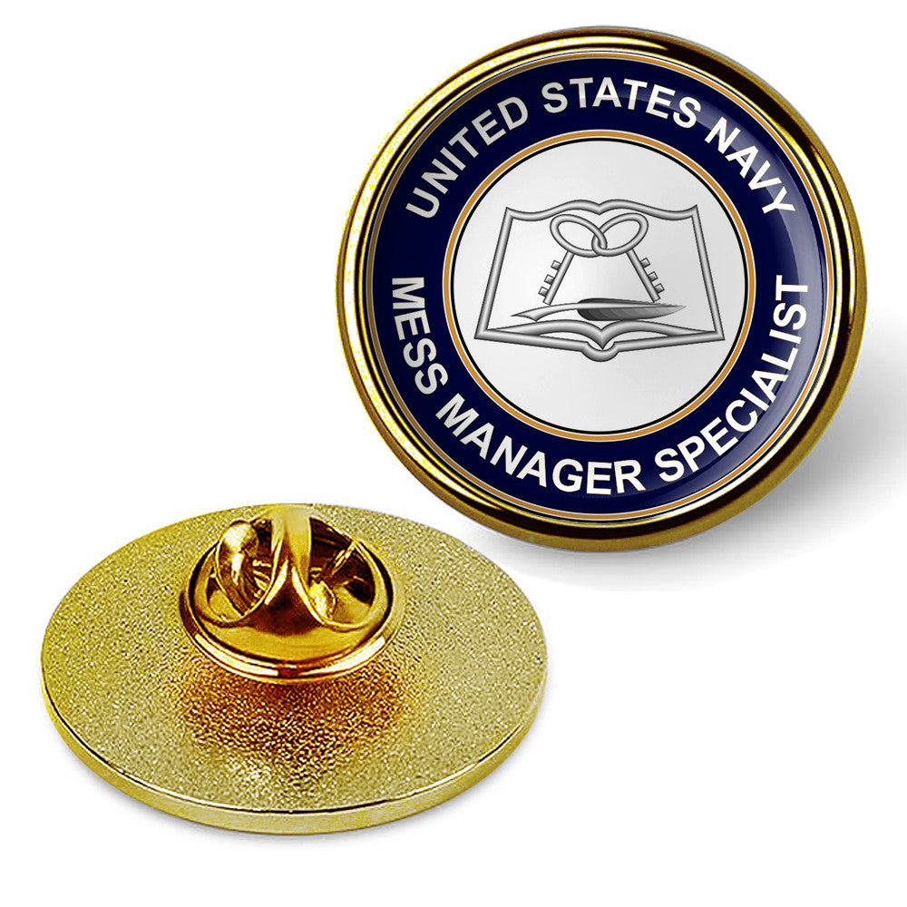 U.S. Navy Mess Management Specialist Tie Tac, Hat Pin Military Lapel Pin - Gold