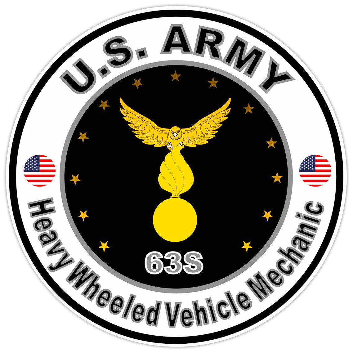 US Army Heavy Wheeled Vehicle Mechanic Bumper Sticker Military Vinyl Decal 5"