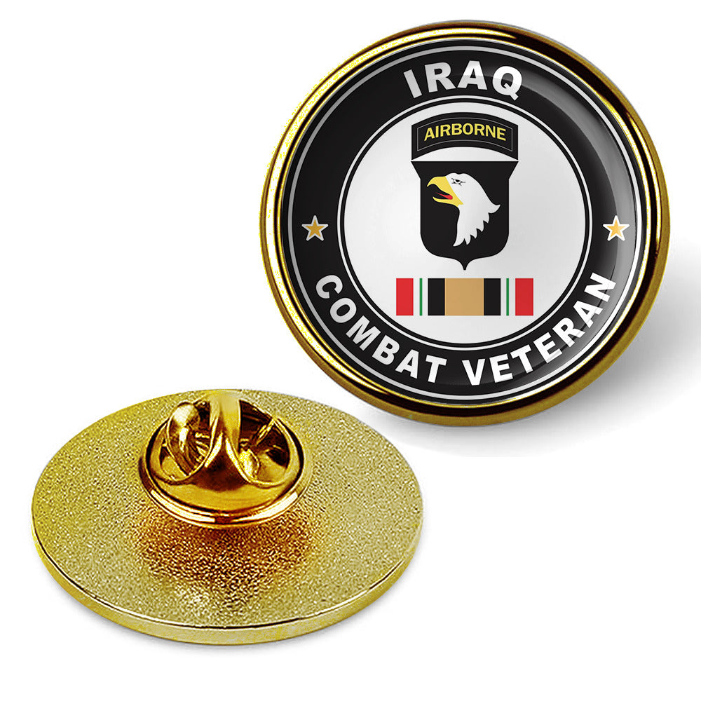 101st Airborne Division Iraq Combat Veteran Hat Pin Lapel Tie Tac Shirt - Gold